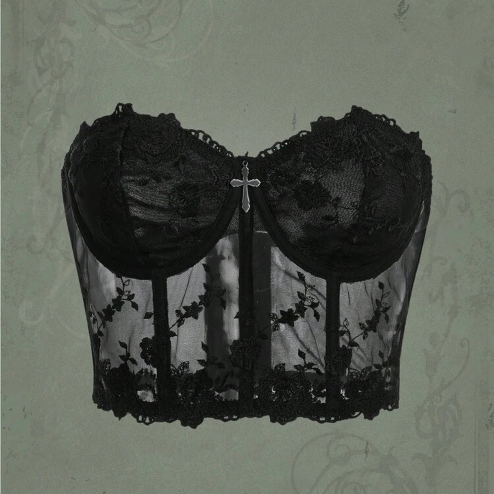 mesh corset top crop